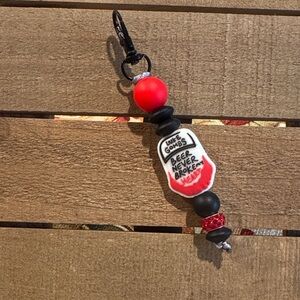Red and Black Keychain with Beads